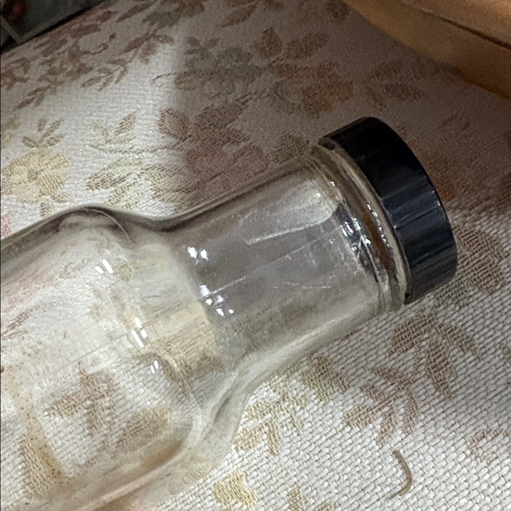 GLASS ROLLING PIN Vintage Clear Optic 14" Black Plastic End Cap Baking Antique - Picture 2 of 5